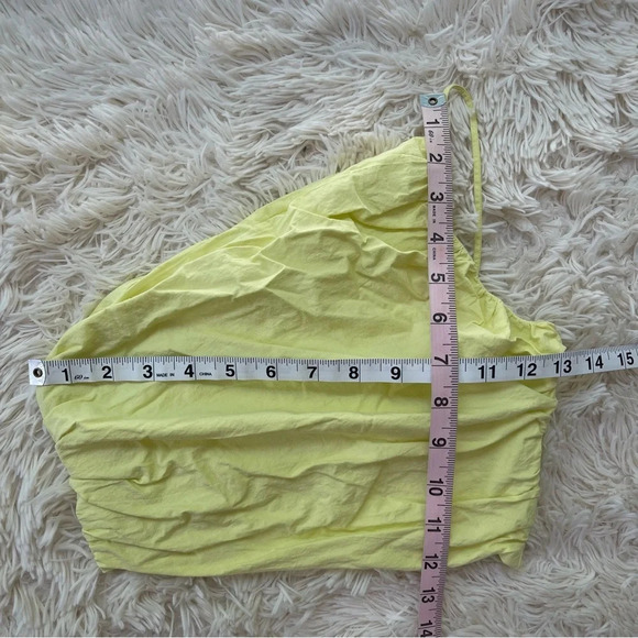 Zara one shoulder crop top cotton size zipper yellow cotton size XS - Picture 3 of 6